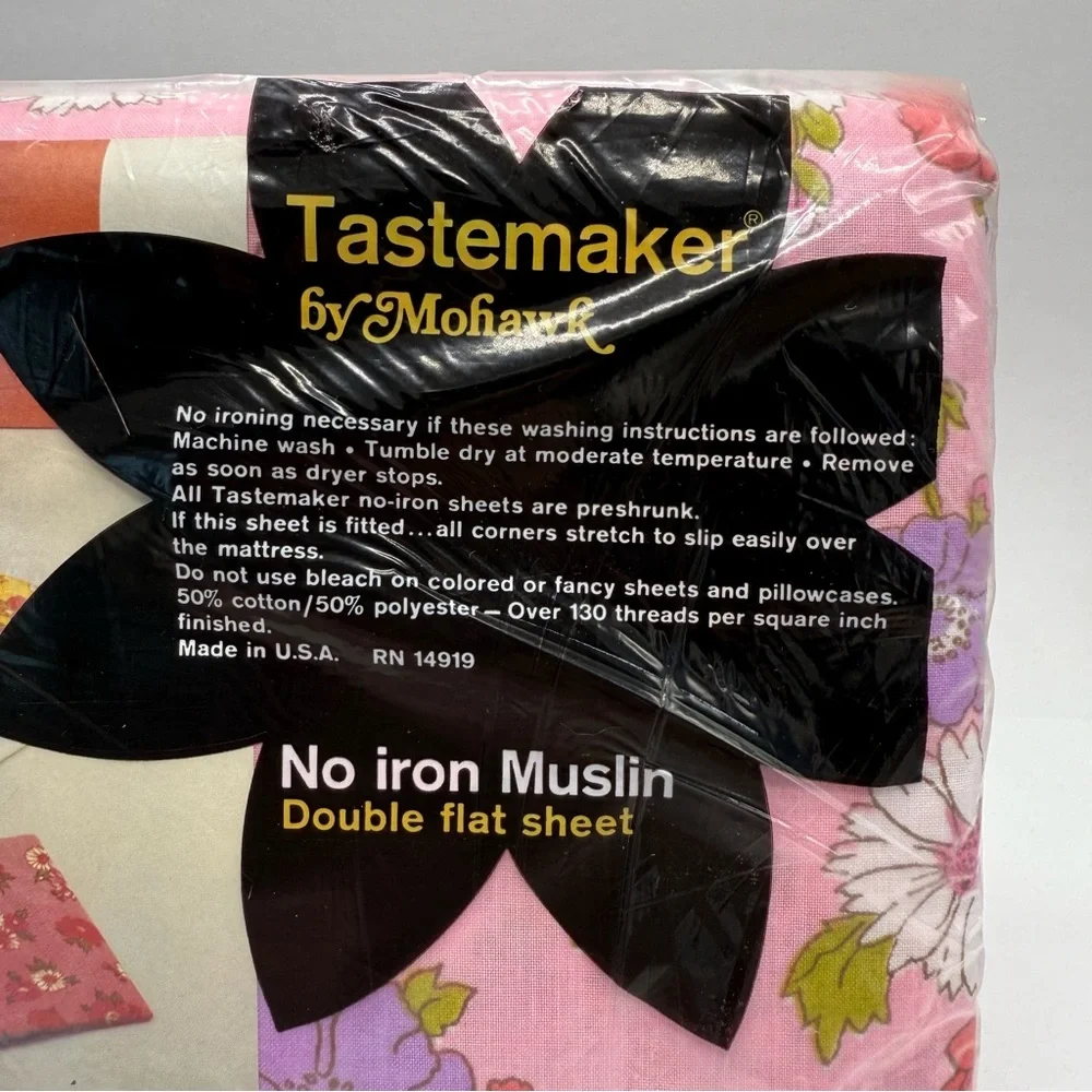 Vintage 70’s Lots of Daisies Pink Floral Double Flat & Fitted Dbl Sheet Set NEW